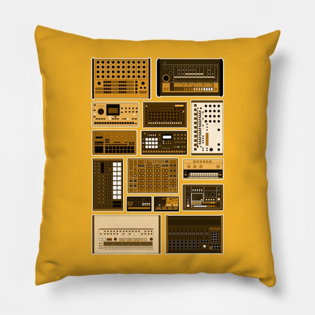 Drum Machine Ensemble Pillow by Atomic Malibu