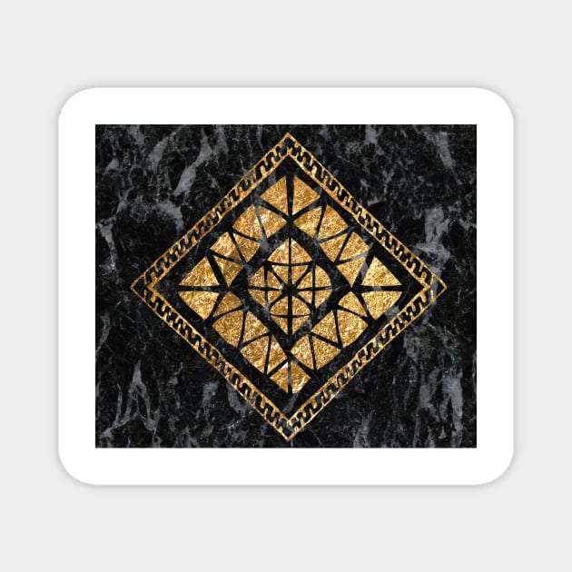 Golden tribal geo - black marble Magnet by marbleco