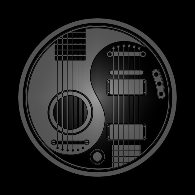 Gray and Black Acoustic Electric Guitars Yin Yang by jeffbartels