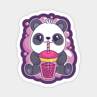 Baby Panda Drinking Bubble Tea Cute Kawaii Bear Magnet