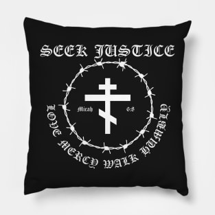 Micah 6:8 Seek Justice Love Mercy Walk Humbly Metal Hardcore Punk Pocket Pillow