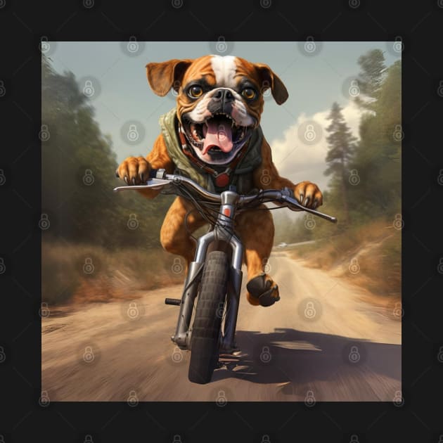 boxer and bike by FehuMarcinArt