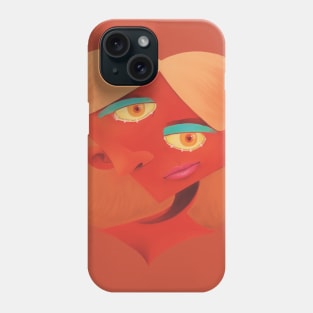 abstract woman with turquoise eye shadow Phone Case