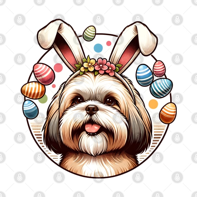 Lhasa Apso's Joyful Easter Celebration with Bunny Ears by ArtRUs