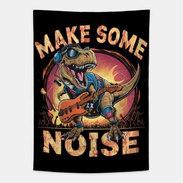 Dinosaur Rockstar Tapestry by TooplesArt