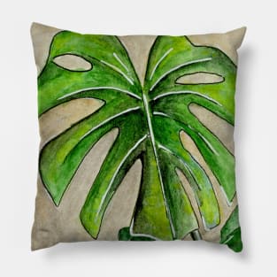 Monstera Watercolor Pillow