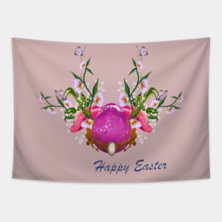 Happy easter, easter egg with flowers Tapestry