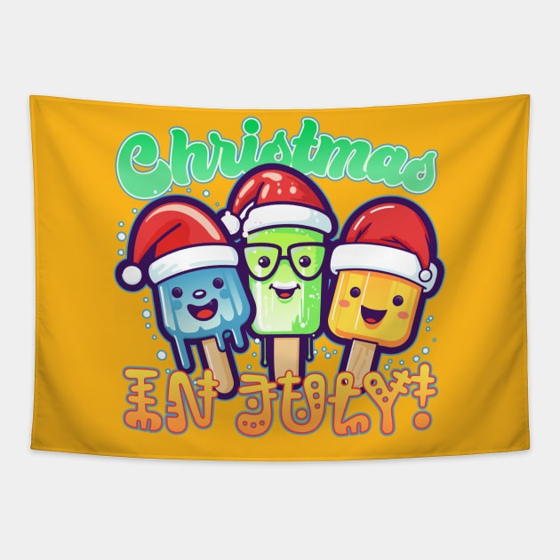 Christmas in July Chibi Popsicles Tapestry by DanielLiamGill