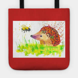 Hedgehog and a bumble bee Tote