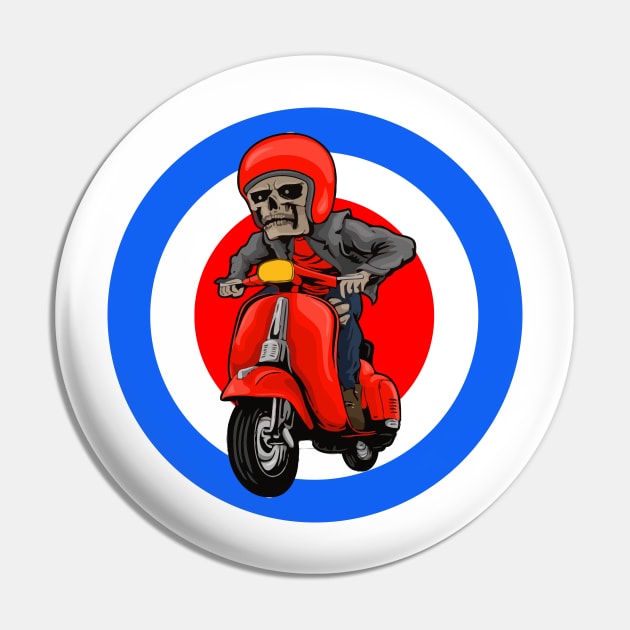 Scooter Skull Rider Mods Target Pin by Ronald M. Wing