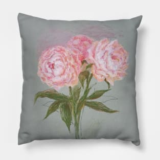 Oil pastel Peonies Pillow