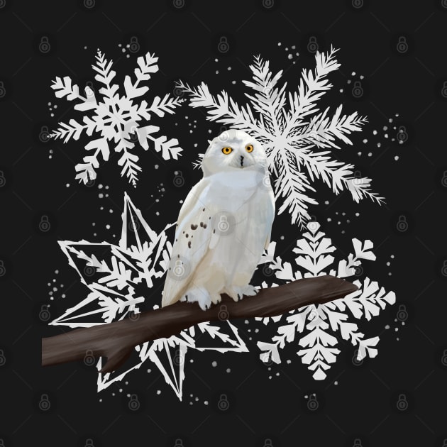 Snowy owl on snowflake pattern by Suneldesigns