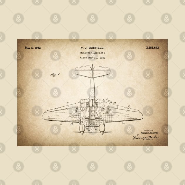 Military Airplane - 1939 Burnelli Patent Drawing - S by SPJE Illustration Photography