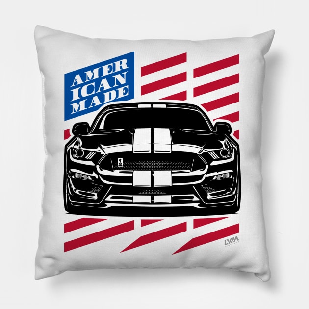 Mustang GT350 American Flag American Made Pillow by LYM Clothing