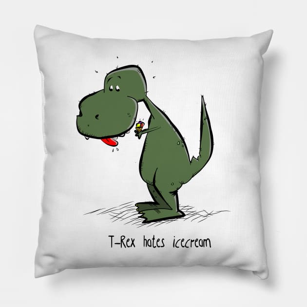 T-rex hates icecream Pillow by schlag.art