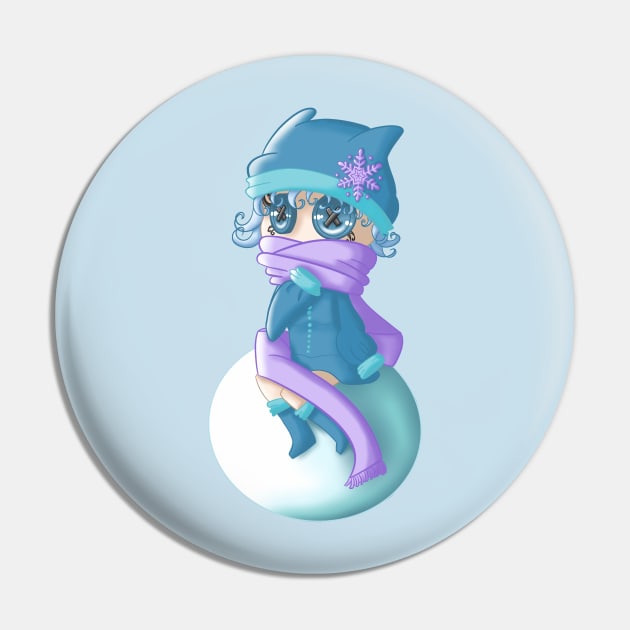 Snowball Girl Pin by Cardea Creations