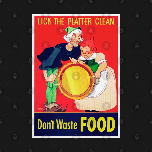 Beautifully restored reprint "Lick The Platter Clean" Jack Spratt and wife propaganda print - blue background by vintageposterco