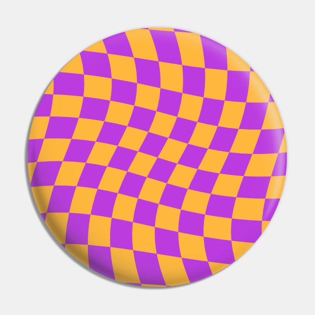 Twisted Checkered Square Pattern - Orange & Purple Pin by DesignWood Atelier