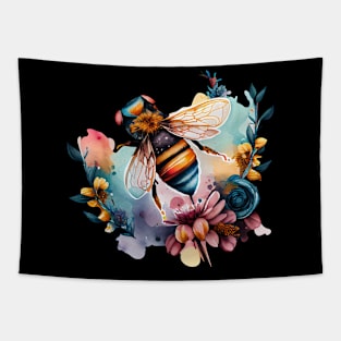 Floral Bee Watercolor 2.0 Tapestry