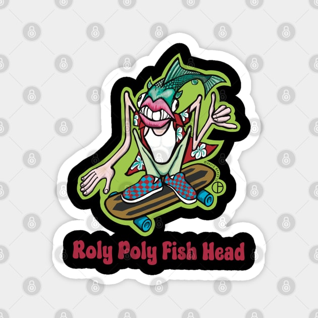 Roly Poly Fish Head Magnet by Art from the Blue Room