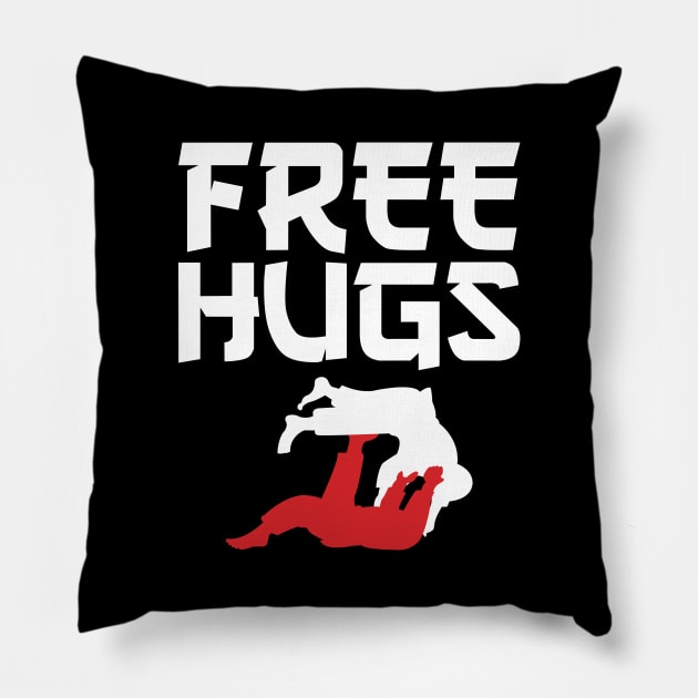 Funny Free Hugs BJJ Jiu-Jitsu Takedown Jiu Jitsu Pillow by theperfectpresents