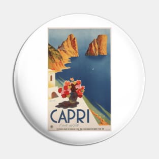 Capri, Italy Vintage Travel Poster Design Pin