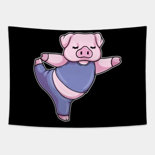 Pig at Yoga Stretching Legs Tapestry