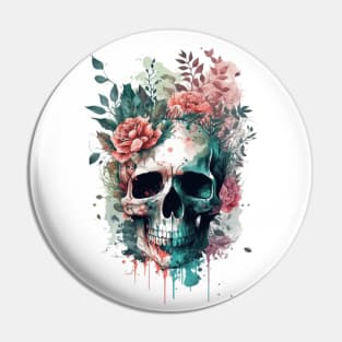 Skull and Roses Tattoo Pin