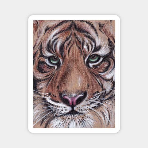 Tyger Tyger Burning Bright - Mixed Media Painting Magnet by tranquilwaters