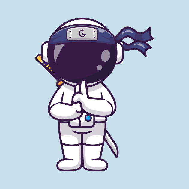 Cute Astronaut Ninja Standing Cartoon by Catalyst Labs