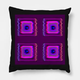 Purple Neon Glitch Squares Pillow