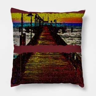 The Beach - Vintage, Retro Ocean, Family Fun At The Beach Pillow