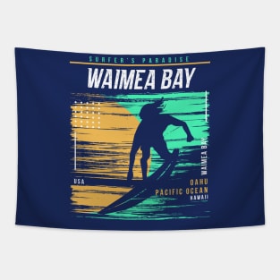 Retro Surfing Waimea Bay Oahu Hawaii // Vintage Surfer Beach // Surfer's Paradise Tapestry