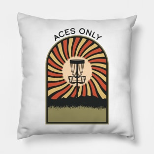 Aces Only Disc Golf Vintage Retro Arch Mountains Pillow