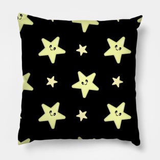 Kawaii Cute Star Pattern in Black Pillow