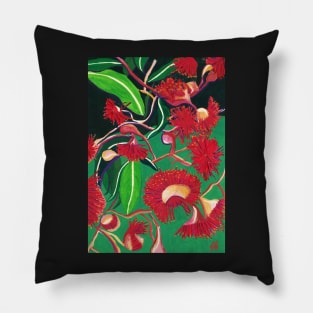 Australian Native Red Gumnut Flowers by Leah Gay Pillow