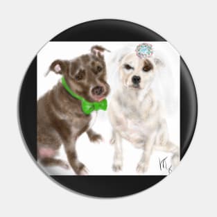 Bride and Groom Dog Wedding Pin