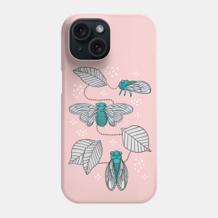 Cicadas in Pink + Teal Phone Case