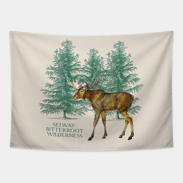 Selway-Bitterroot Wilderness Moose Trees Montana Outdoors Souvenir Tapestry by Pine Hill Goods