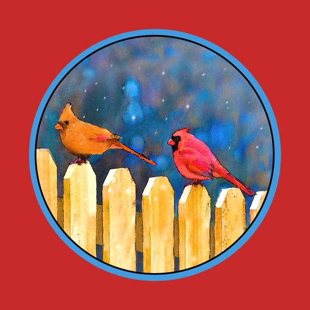 Cardinals on the Fence by Alpen Designs