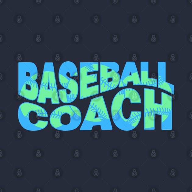 Wavy Baseball Coach Blue by Barthol Graphics