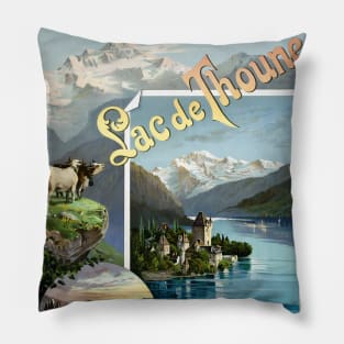 Lac de Thoune Switzerland Vintage Poster 1893 Pillow