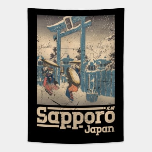 Sapporo, Japan City Vintage Tapestry