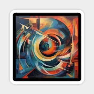 Minimalistic Geometric Patterns in an Abstract Oil Painting Magnet