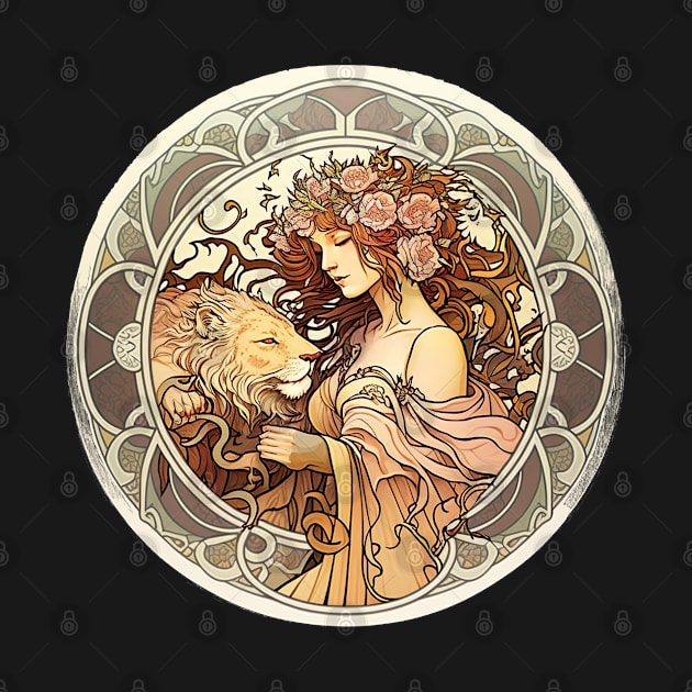 Leo the Lion Zodiac in the style of Alphonse Mucha by YeCurisoityShoppe