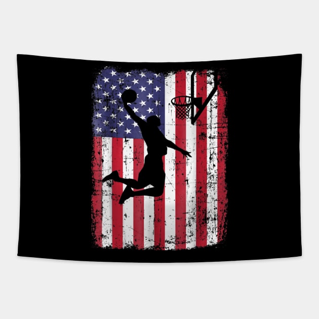 USA American Flag Basketball Tapestry by LiFilimon