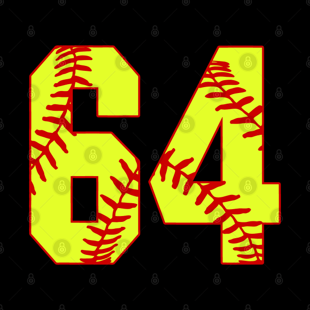 Fastpitch Softball Number 64 #64 Softball Shirt Jersey Uniform Favorite Player Biggest Fan by TeeCreations