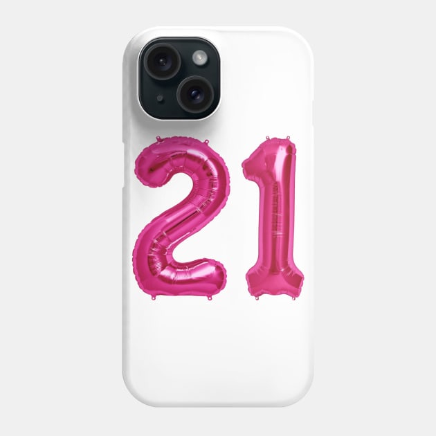 Hot Pink 21st Birthday Metallic Helium Balloons Numbers Phone Case by podartist