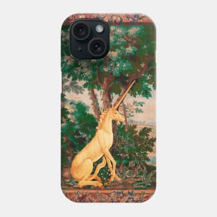 UNICORN IN WOODLAND LANDSCAPE AMONG GREENERY AND TREES Pink Green Hues Phone Case