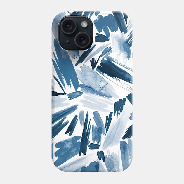 Pocket - Watercolor Abstract Strokes Indigo Gaudi Phone Case by ninoladesign